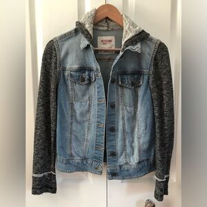 MOSSIMO Women’s M Jean Jacket with Dark Gray Heather Sweater Hood and Sleeves